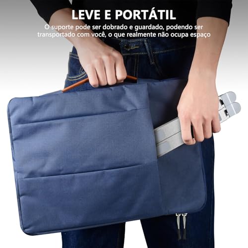 Suporte para Notebook Aluminio, Suporte para Laptop de 10" a 17,3", Apoio para Notebook com 16 Ângulos e Altura Ajustável, Dobrável e Portátil, Acessórios para Macbook, Netbooks e Tablet (Cinza)
