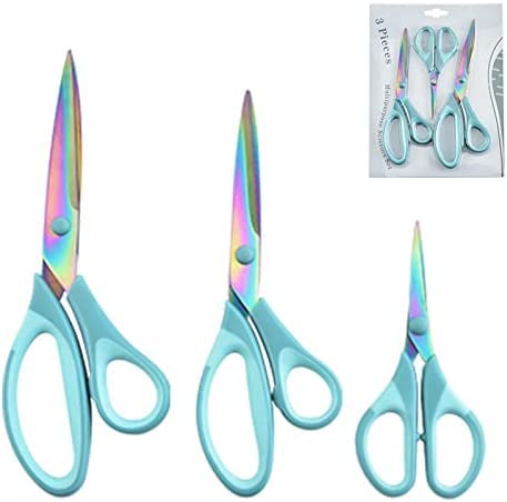 Pack of 3 Scissors, Sewing Scissors, Craft Scissors, Stainless Steel Scissors, Fabric Cutting Scissors, Multipurpose Scissors, (Blue)