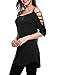 Halife Women's Cold Shoulder Tunic Tops Batwing 3 4 Sleeve Solid Long T Shirts