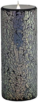 Mandarin Fla-SOL3D-3-8MM Mirrored Mosaic 3D Virtual Flame Candle, 8"