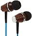 Symphonized XTC 2.0 Earbuds with Mic, Genuine Wood Stereo Earphones, In-Ear Noise-isolating Headphones with Tangle-Free Cable (Electric Blue)