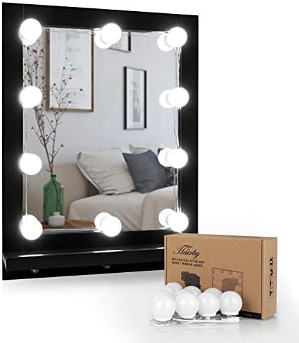 HAIRBY Hollywood Style LED Vanity Mirror Lights Kit with 10 Dimmable Bulbs 7000K Bright Plug in Vanity Light with 3M Stickers for Makeup Vanity Table Set in Dressing Room, 13.1ft, Mirror Not Included
