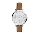 Fossil Women's 36mm Silvertone Jacqueline Brown Leather Strap Watch