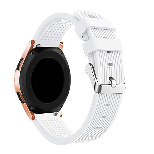 Insaneness Pure Colour Stripe Sport Soft Silicon Accessory Watch Band for Samsung Galaxy Watch 42mm (White) - Thumbnail 2