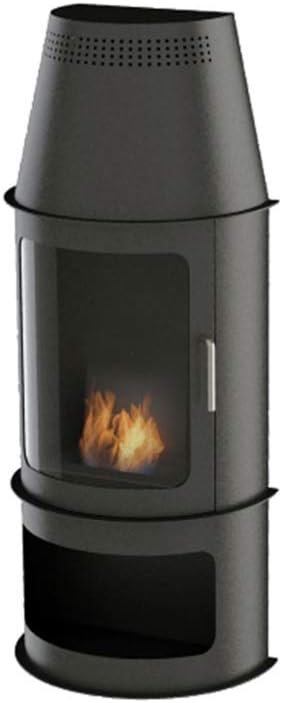 Estufa de bioetanol semi circular alta con puerta de cristal templado