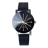 Lookatool 1PC Women Quartz Dial Clock Leather Wrist Watch Round Case (Black)
