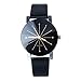 Lookatool 1PC Women Quartz Dial Clock Leather Wrist Watch Round Case (Black)