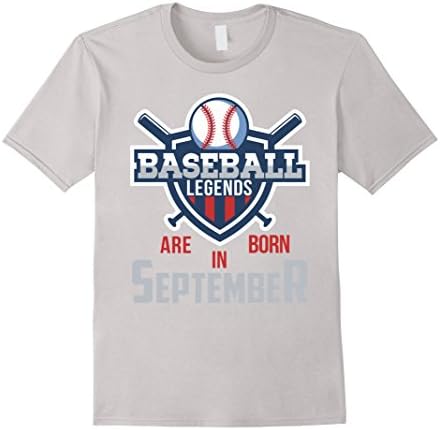 Mens Baseball Legends Are Born in September T-Shirt Large Silver