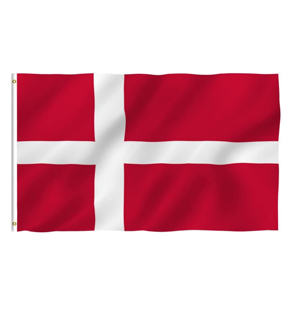 5x3Ft Denmark Flag, Durable Danish Flag with 2 Metal Eyelets Used Indoor and Outdoor, Bright Color Danish Dane National Flag Decorated in Sporting Events, Parties, Parade — image 1