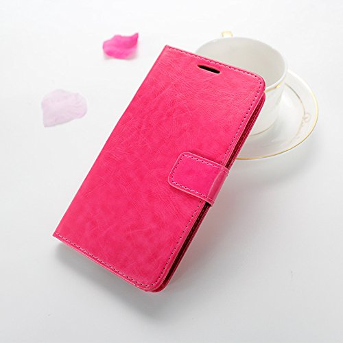 BLU VIVO 5R Case (V0090UU), Premium PU Leather Wallet Case with Card Holder and ID Slot Stand Flip Cover Case for BLU VIVO 5R Smartphone (Hot Pink)