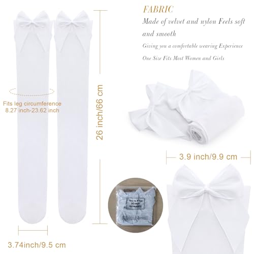 SATINIOR Knee High Socks with Bow White Stockings Black Stockings Women Thigh High Socks