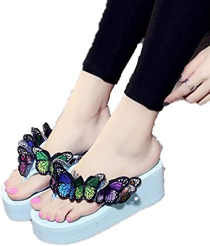2019 Women's Slippers Casual Beach Shoes Girls Butterfly Floral Wedges Flip Flops Platform Slippers Mujer Slides