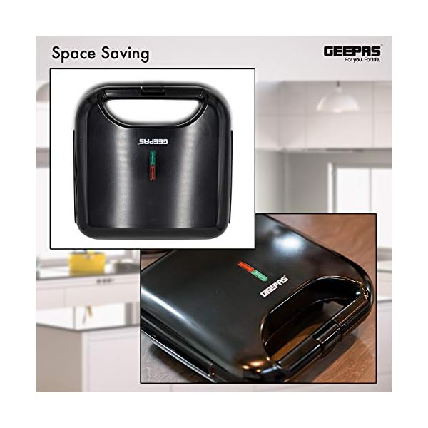Geepas-800W-2-Slice-Sandwich-Maker-Cooks-Delicious-Crispy-Sandwiches-Cool-Touch-Handle-Automatic-Temperature-Control-and-Non-Stick-Plate-Breakfast-Sandwiches-Cheese-Snack-2-Years-Warranty Geepas Toastie Maker | 2 Slice Sandwich Toaster, Cooks Delicious Crispy Sandwiches | 750W, 2 Slice Sandwich Press | Cool…