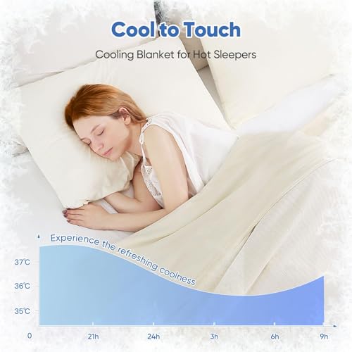 Marchpower Cooling Blanket, Arc-Chill 3.0 Summer Blanket Double-Sided Cooling Blanket, Soft and Breathable Knit for Sweats Loafers Warm Sleepers, 150 x 200 cm, Cream