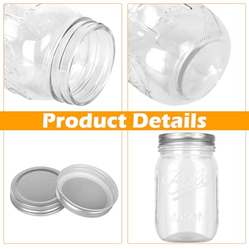 Withosent 500 ml Preserving Jars with Screw Lids, Pack of 6 Mason Jar Jars, Airtight Jam Jars for Overnight Oats, Preservation, Pickles, Honey, Yogurt, Nuts, Sweets