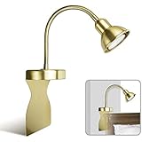 Solfres Innovative Design Headboard Reading Light. No Drilling. Golden Reading Lights forÂ BooksÂ inÂ Bed. Dimmable LED Book Reading Lamp with Bulb. MovableÂ &Â Flexible, Gold