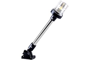 Sebnux White LED Fold Down Boat Stern Light Boat Anchor Light for Pontoon and Fishing Boat (9")