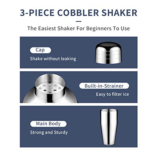 Cocktail-Shaker Set Barkeeper-Set 750 ml Edelstahl Martinischaker, 8-teiliges Barzubehör-Set Schusstischer/Hawthorne… – Bild 3