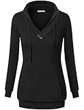 Messic Women's Long Sleeve Cross V-Neck Pullover Kangaroo Pocket Sweatshirt