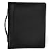 Samsill Leather Portfolio Zipper Closure, 1 inch Ring Binder, Carry Handle, 8.5 Inch x 11 Inch Letter Size Writing Pad, Black