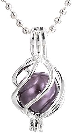 Silver Pearl Cage Necklace Beads Cage Locket Pendant Necklace Jewelry—Add Oyster Pearls, Stones, Rhinestones Making More Charming, Fun Gifts Essential Oil Diffuser (Twist)