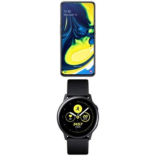 Samsung Galaxy A80 Dual-SIM 128 GB Rotating Camera Smartphone - Black (UK Version) + Galaxy Watch Active