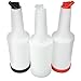 Cocktailor 32 oz. Bar Juice Pour Bottles (3-pack Black, White, Red) Store and Pour Containers for Bar - Plastic Juice Pourers for Bartending, Bar Mixer Bottles - Barware and Bar Supplies