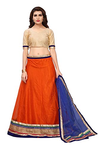 Active Feel Free Life Women's Net Semi-Stitched Lehenga (LA78-Kedar Blue-007_Free Size)