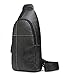 Chrysansmile Sling Bag for Men Genuine Leather Cross Body Bag Mens Crossbody Shoulder Backpack Black Fanny Packs for Travel