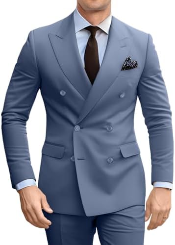 QZI Men's Floral Jacquard Suit Double Breasted Detachable Satin