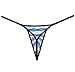 JAXU Men's Yarn Thong Bulge Pouch Bikini Wavy Stripe Mini Jacquard Underwear Lace Male Micro G-String Blue XL