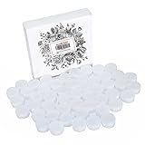Alaboudi 50 New, High Quality, 5 Gram Clear Cosmetic Sample Containers for Gifts & Home-made,Plastic Pot Jars,Small Plastic Container,2 Mini Spatulas, 52 Small Stickers and Attractive Packaging