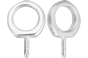 Beebeecraft 1 Box 10Pcs Mini Screw Eye Pin 925 Sterling Silver Screw Eye Pins Clasps Hooks for Half Drilled Beads Bracelet Keychain Earring Crafts Making (9x6x1mm)