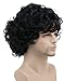 karlery Men's Black Short Fluffy Curly Wig Halloween Cosplay Wig Anime Costume Party Wig