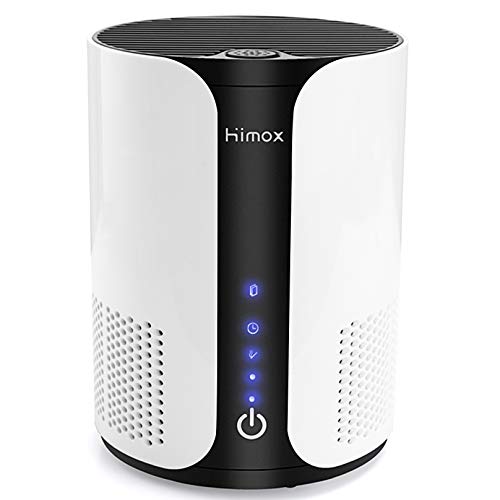 HIMOX HEPA AIR PURIFIERS FOR BEDROOM ALLERGIES PET HAIR, H13 TRUE HEPA FILTER ACTIVATED CARBON QUIET PORTABLE AIR CLEANER FOR DESK DESKTOP OFFICE DORM, REMOVE 99.97% SMOKE DUST DANDER ODOR MOLD POLLEN