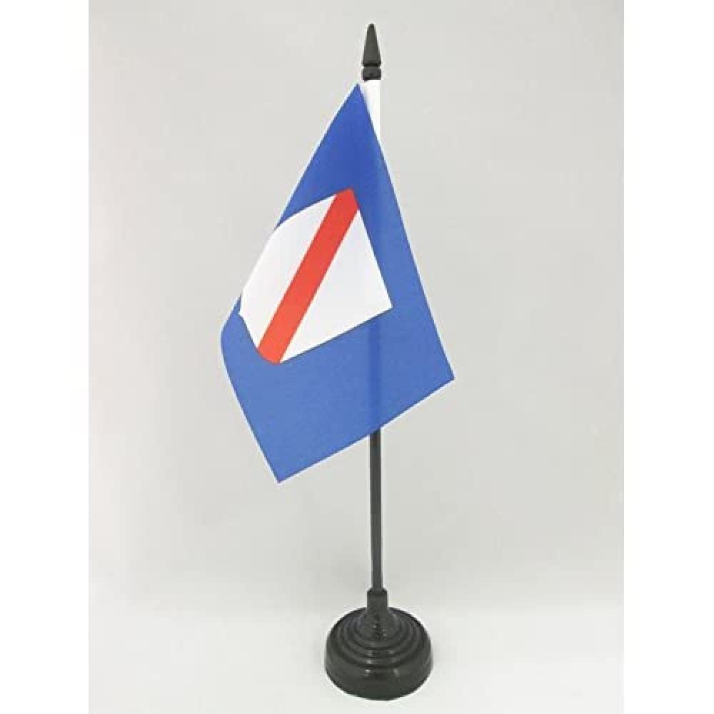 AZ FLAG - Campania Table Flag 4'' x 6'' - Italian Region Office Mini Banner 100% Polyester 15 x 10 cm - Mini Desk Flag with 10'' Pole and Black Plastic Base