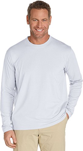 Coolibar UPF 50+ Men's Long Sleeve T-shirt - Sun Protective White, Large