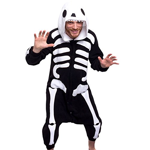 Silver Lilly Unisex Adult Pajamas - Plush One Piece Cosplay Skeleton Animal Costume