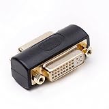 DVI coupler female to female gender changer bulkhead mount adapter (black gold plated)