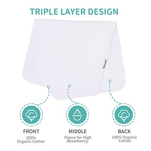 Baby Burp Cloth, 100% Organic Cotton Triple Layer Burp Cloth 19\'\'x9\'\' Large Size Premium Absorbent Burping Rags, 5 Packs Ultra Soft Towels Spit Up Cloths for Babies
