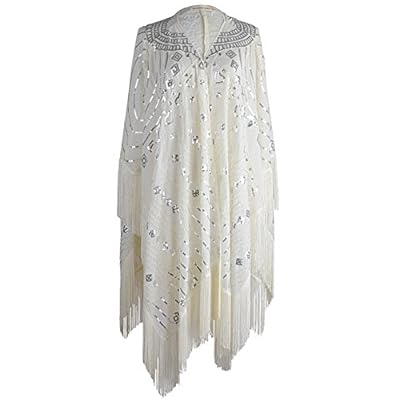 Anna-Kaci Women Oversize Hand Beaded Fringed Sequin Evening Shawl Wrap Cover Up Anna-Kaci Women Oversize Hand Beaded Fringed Sequin Evening Shawl Wrap Cover Up