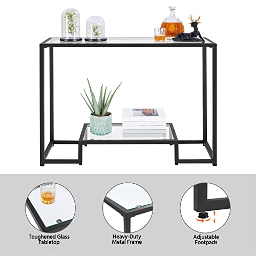 Yaheetech 42" Console Table, Tempered Glass Entryway Table, 2Tier