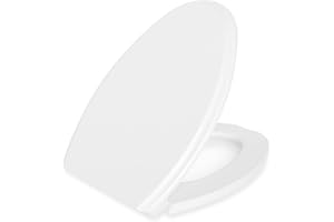 Mokukii Premium Heavy-Duty Elongated (Oval) Toilet Seat (Oblong 18.5″), Soft Close & Silent, Metal Hinges, Quick-Attach Insta