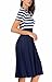 AAMILIFE Stripe Scoop Neck Short 3/4 Long Sleeve Vintage Womens Swing Dresses