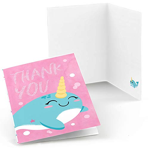 Big Dot of Happiness Narwhal Girl - Under The Sea Baby Shower or Birthday Party Thank You Cards (8 count)