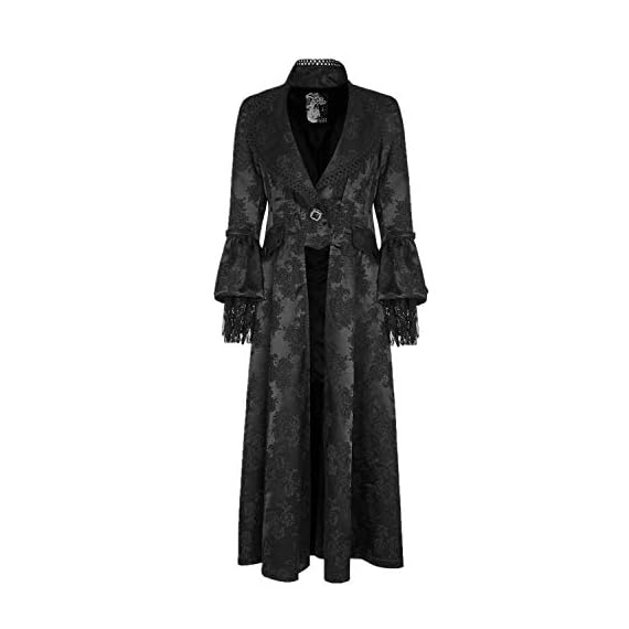 Punk-Rave-Womens-Black-Victorian-Gothic-Vintage-Long-Coat-Party-Jacket-for-Custome-X-Large