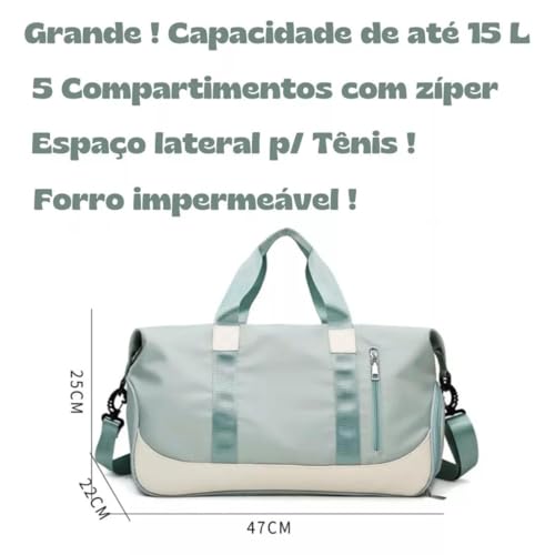 Bolsa Mala de Mão Feminina Grande Transversal Viagem Espaçosa 10 Kg Bordo Rigida Zíper Academia Necessaire Passeio Espaçosa (Rosa)