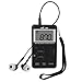ohCome Pocket AM FM 2 Band Stereo Radio Mini DSP Digital Tuning Receiver with LCD Screen Rechargeable Battery and Earphone for Walking (Black)