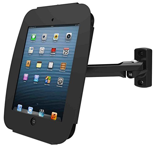 Maclocks 827B224SENB Space Enclosure Stand with Swing Arm Wall Mount for iPad 2/3/4, iPad Air, iPad Air 2, Pro 9.7 (Black)