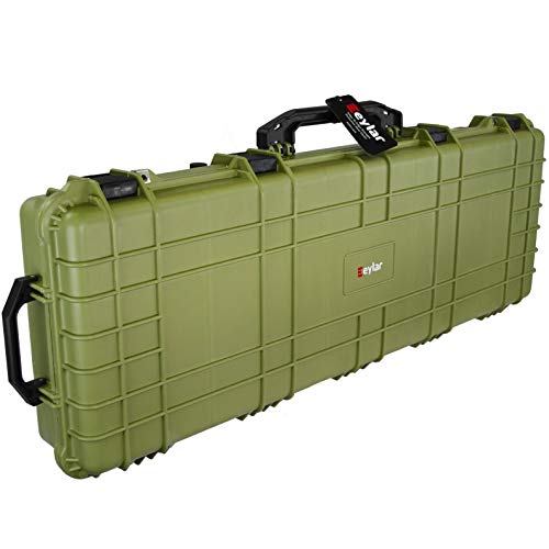 Eylar 44 Inch Protective Roller Tactical Rifle Hard Case with Foam, Mil-Spec Waterproof & Crushproof, Two Rifles Or Multiple Guns, Pressure Valve with TSA Approved Lockable Fittings OD Green